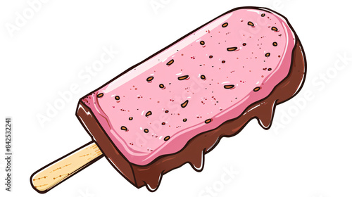 a cartoon of a pink ice cream bar