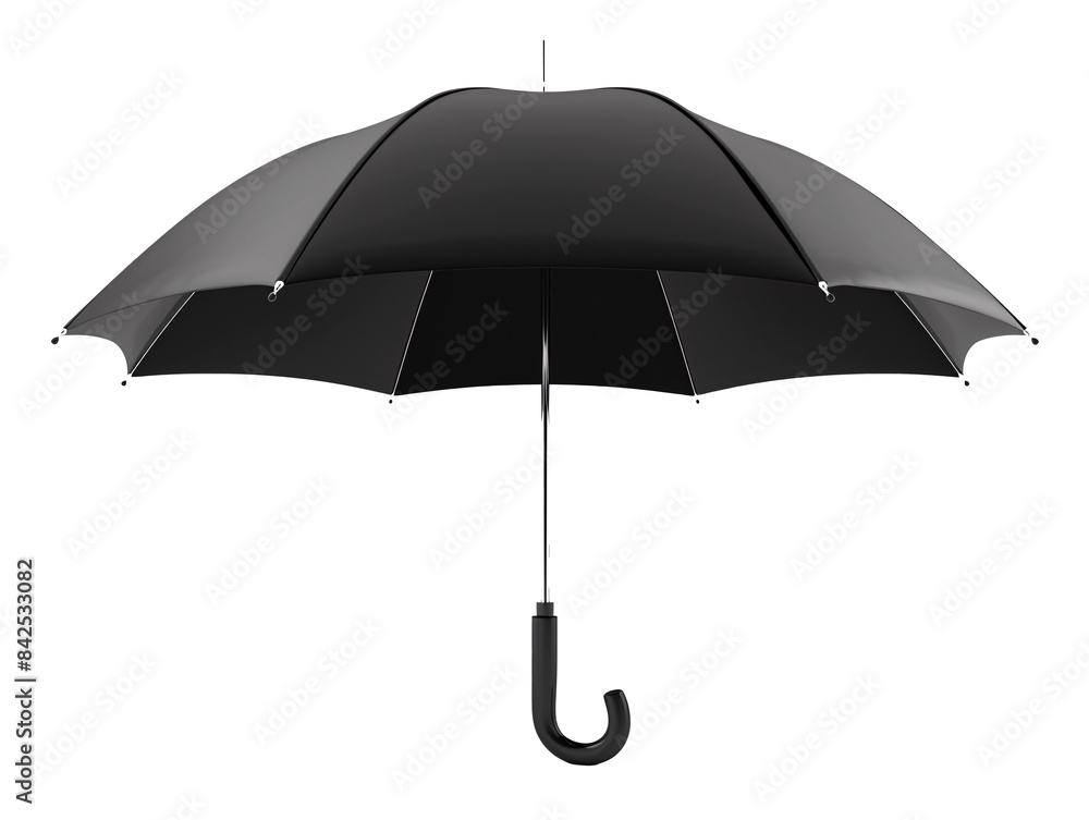a black umbrella with a curved handle a black umbrella with a curved handle