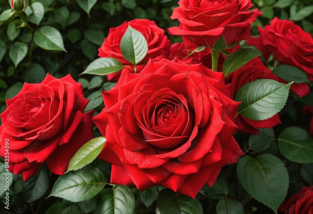 a bunch of red roses with green leaves a bunch of red roses with green leaves