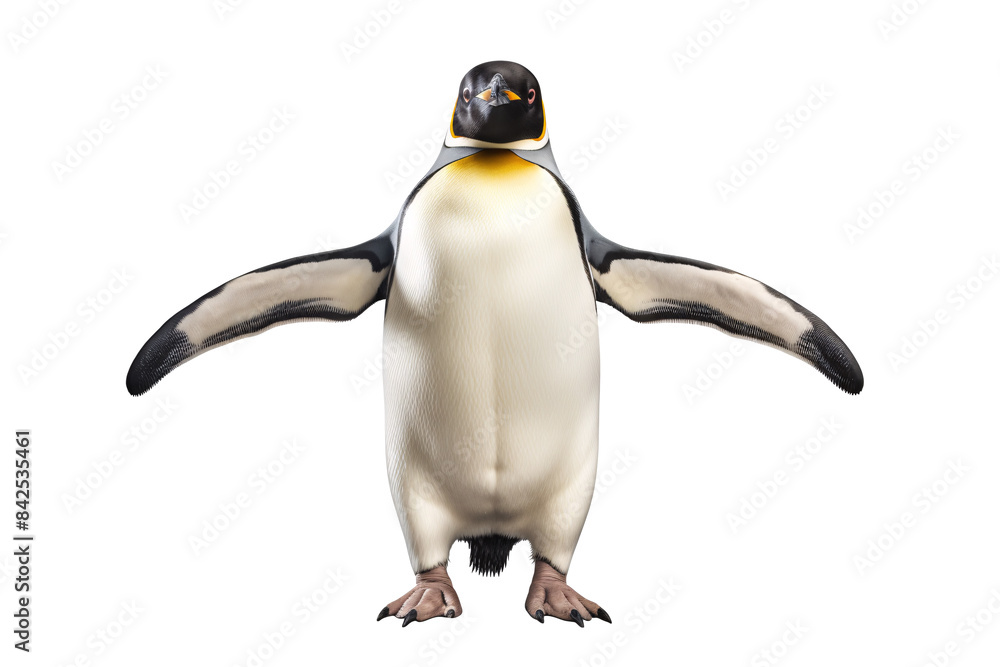 Fototapeta premium a penguin with its arms spread out