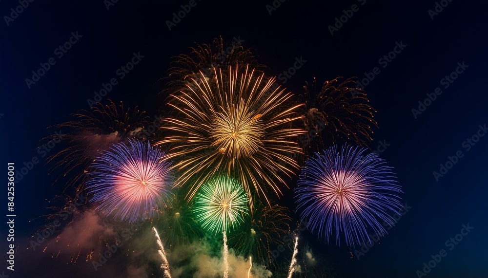 Spectacular Fireworks Display Captured From Below with Vivid Colors and Glowing Sparks Spectacular Fireworks Display Captured From Below with Vivid Colors and Glowing Sparks