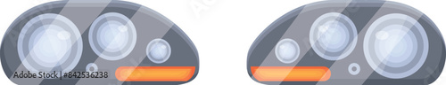 Set of contemporary car headlights is illuminating the night, ensuring visibility and safety on the road