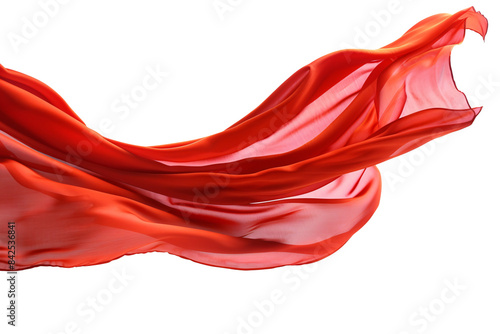 a red fabric in the air