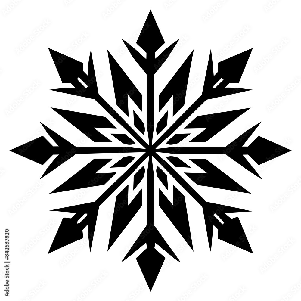 Obraz premium Exquisite Abstract White Snowflake Designs: Winter's Minimalist Beauty