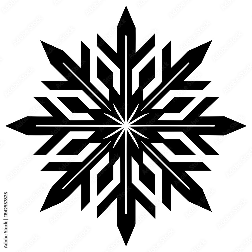 Obraz premium Exquisite Abstract White Snowflake Designs: Winter's Minimalist Beauty