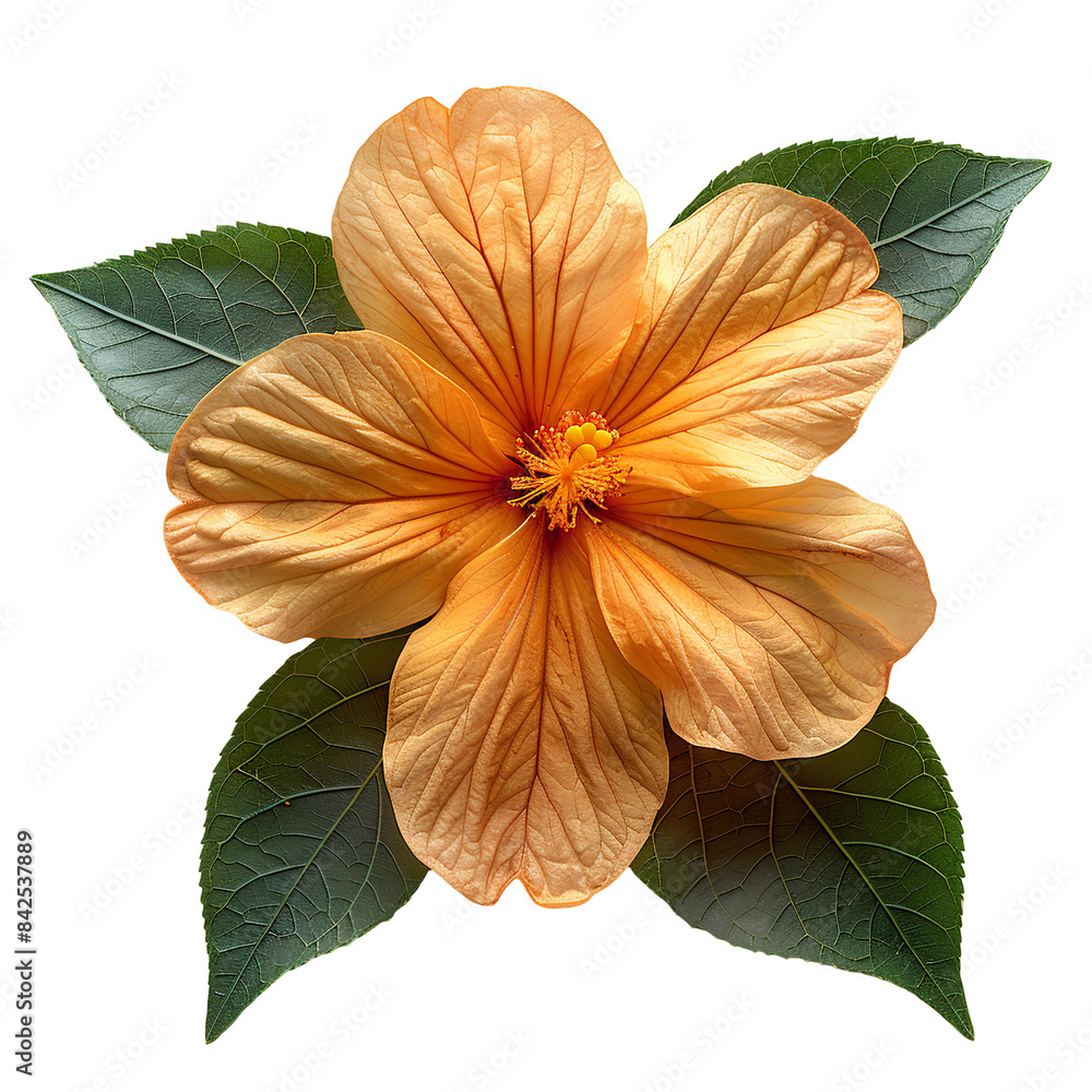 Orange balsam flower PNG. Summertime bloom of a balsam flower top view isolated. Orange flower PNG. White flower with green luscious leaves isolated Orange balsam flower PNG. Summertime bloom of a balsam flower top view isolated. Orange flower PNG. White flower with green luscious leaves isolated