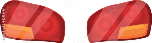 Pair of modern car rear lights is shining red and orange light, ensuring safety on the road