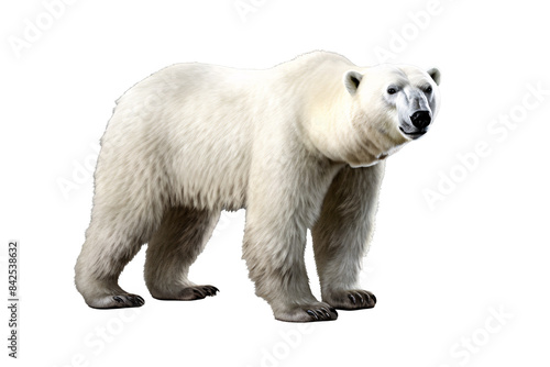 a polar bear standing on a gray background