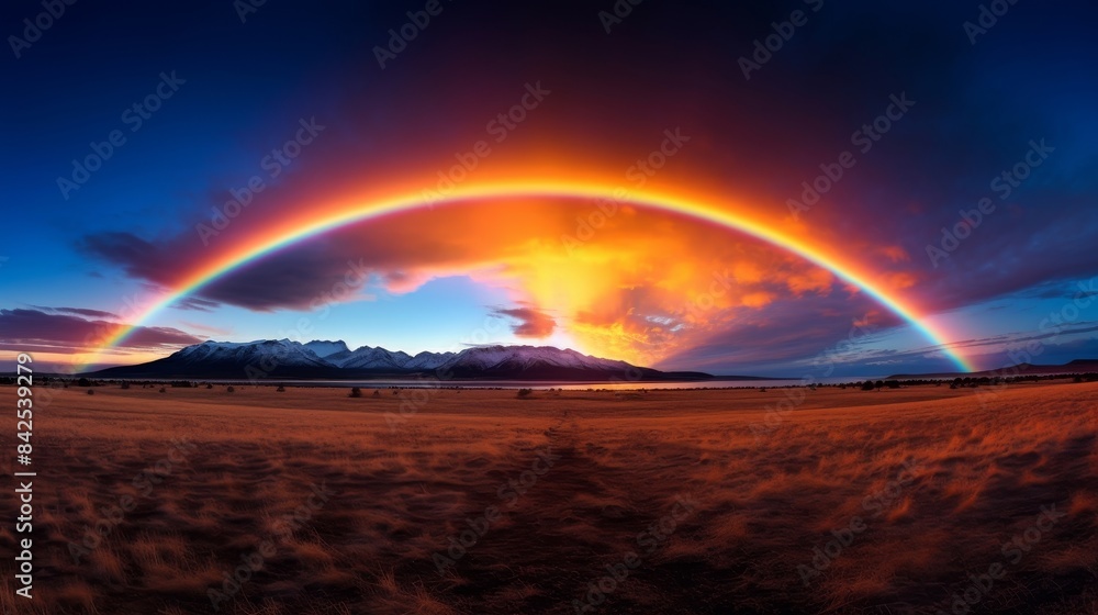 rainbow over lake colors natural reflection cloudy. rainbow over lake colors natural reflection cloudy.