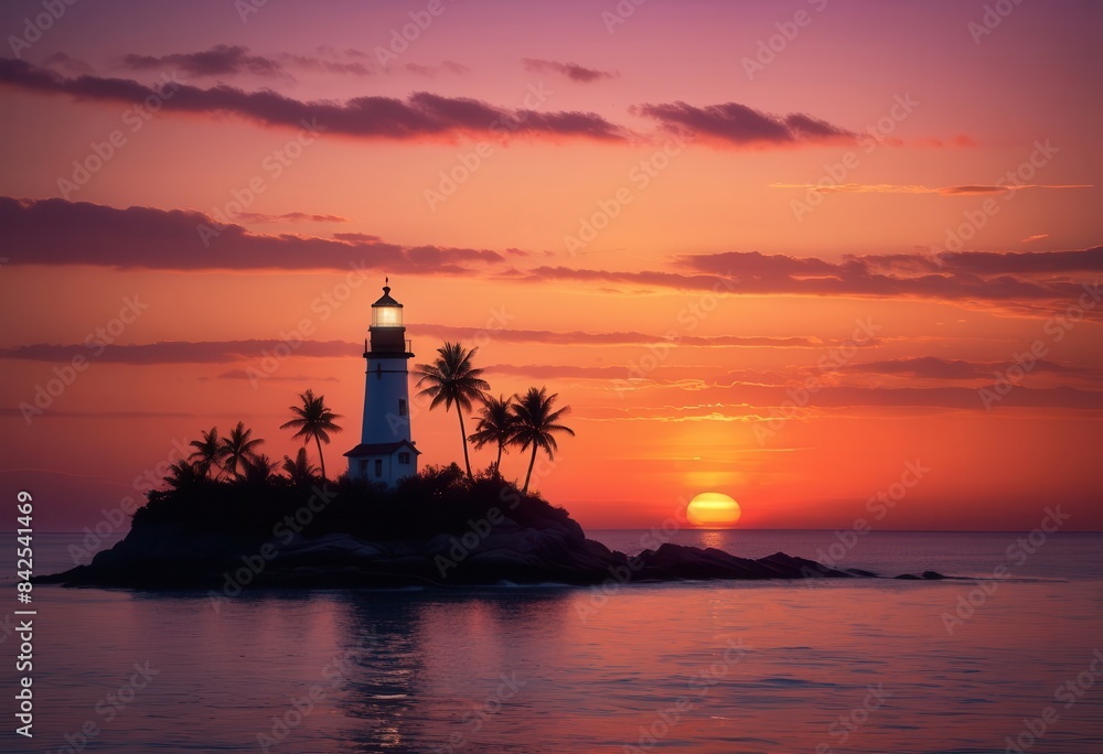 Fototapeta premium a lighthouse on a small island with palm trees