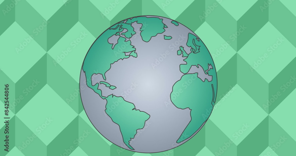 Fototapeta premium Image of globe on green square background