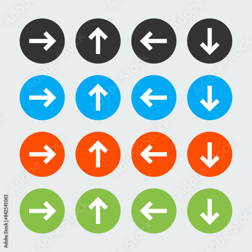 Free Download Arrows with circle right, left, up, down directions. Easy editable vector design. - GFXLoad