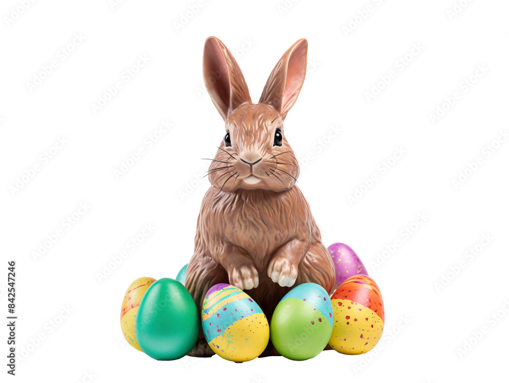 a bunny and eggs on a white background a bunny and eggs on a white background