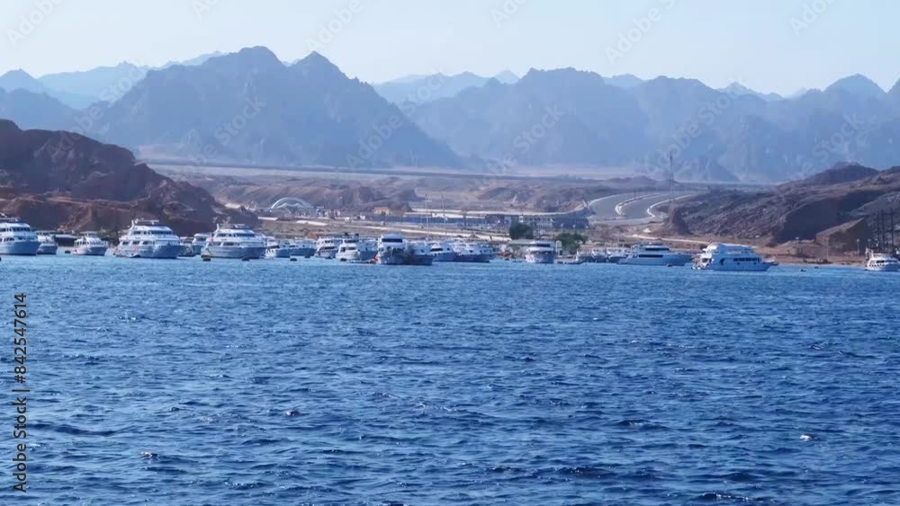 Luxury yachts with tourists in a bay of the Red Sea Luxury yachts with tourists in a bay of the Red Sea