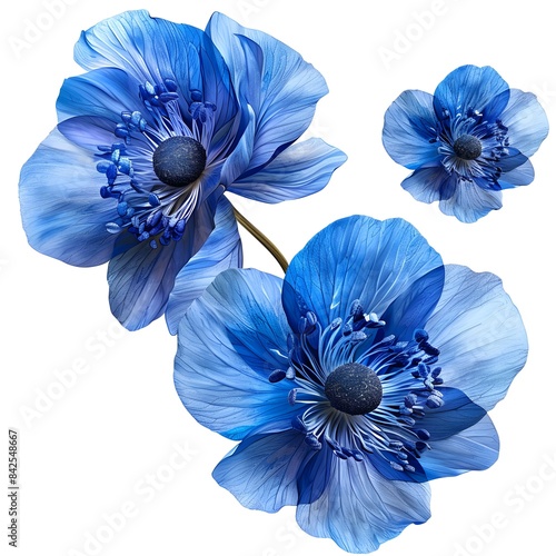 Blue Flowers Images on the white background 