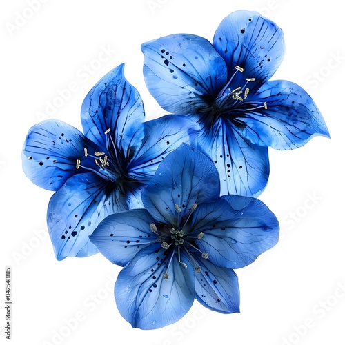 Blue Flowers Images on the white background 