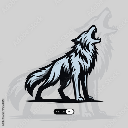 Wolf Silhouette Mascot Logo Vector