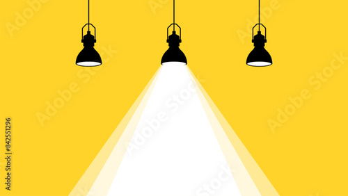 Pendant lights. Hanging lights yellow background