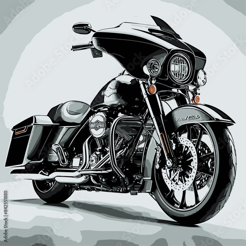 black touring motorbike vector template