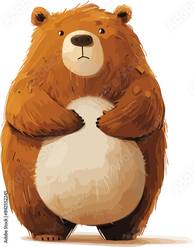 Brown Bear Cartoon Vector Illustration Design.