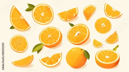 Illustration of orange fruits displayed on a white background in 2d format