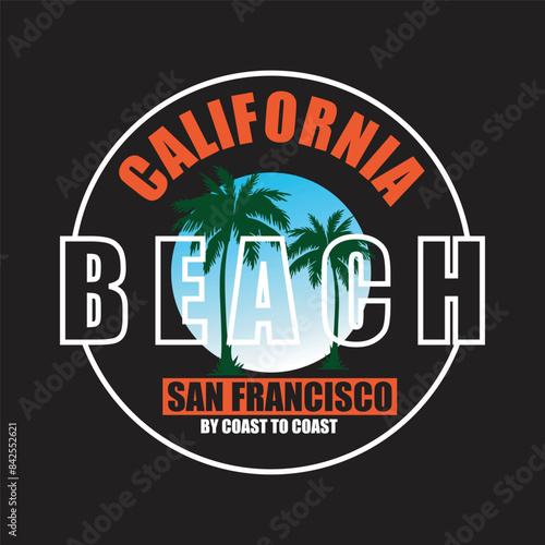 california beach san francisco design typography vector illustration