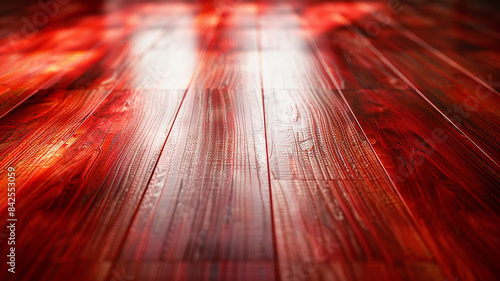 Close up of beautiful polished red wood floor
