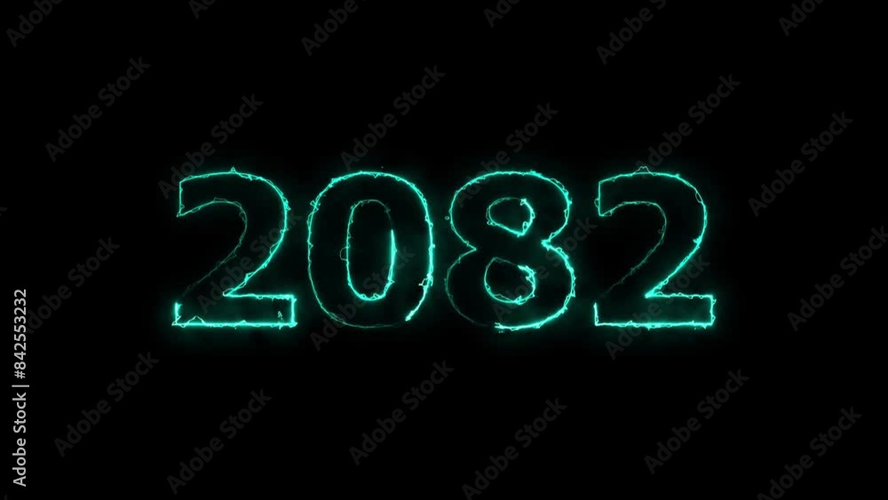 2082 neon text animation, Glowing neon business number text background. 2082 neon text animation, Glowing neon business number text background.
