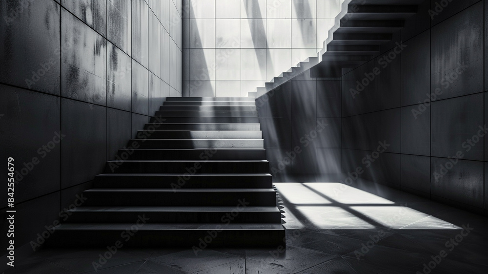 Fototapeta premium stairs in the style of black and white