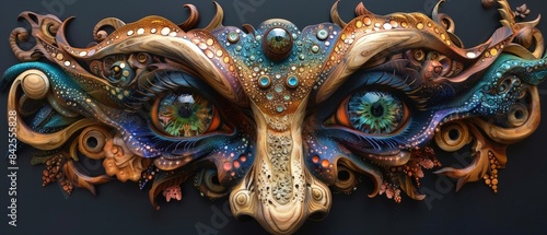 Wallpaper Mural Abstract surreal sculpture with ornate details and glowing eyes. Torontodigital.ca