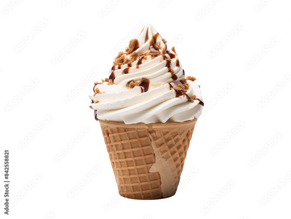 a ice cream cone with brown toppings a ice cream cone with brown toppings