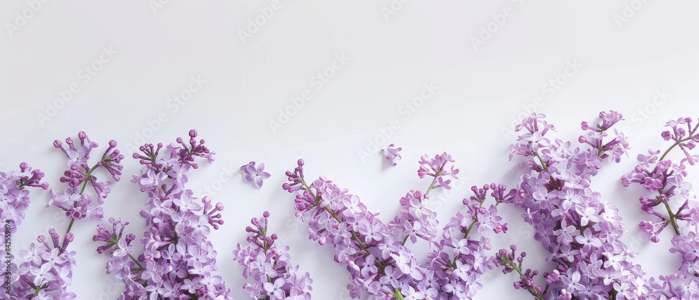 The photo shows a floral background of purple lilac flowers The photo shows a floral background of purple lilac flowers