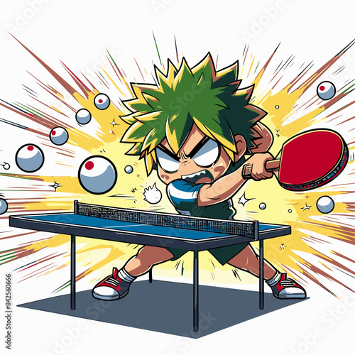 cartoon anime vector table tennis player