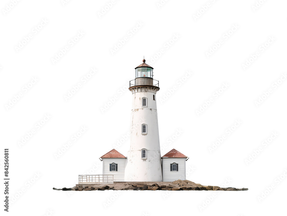 a white lighthouse on a rocky island a white lighthouse on a rocky island