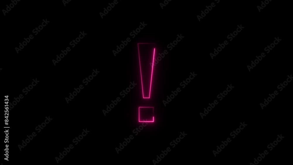 Neon Exclamation Mark Icon with Background. Neon Exclamation Mark Icon with Background.