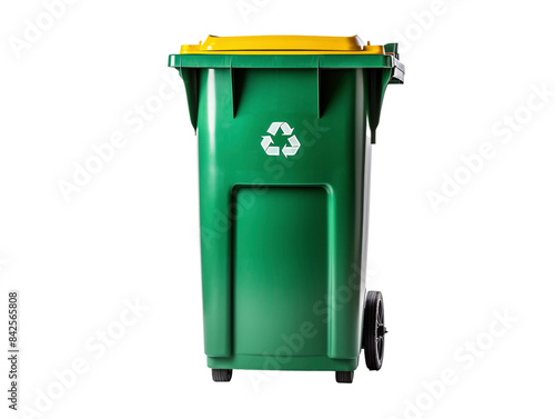 Obraz na płótnie a green and yellow recycle bin
