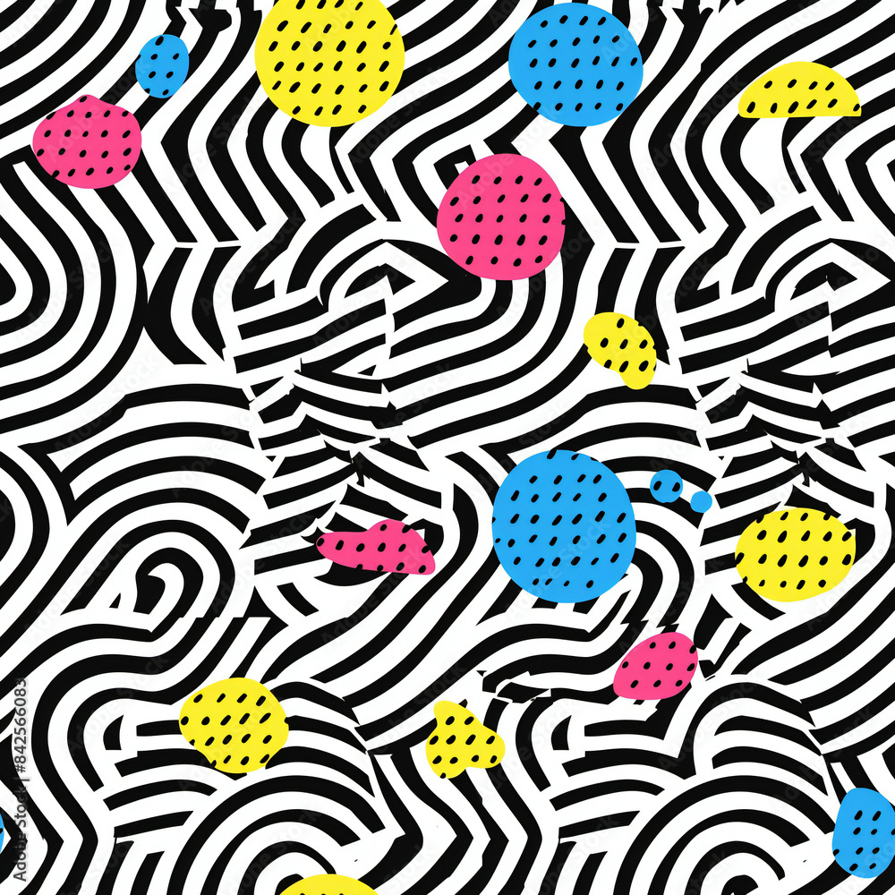 Retro seamless 1980s inspired memphis pattern background Retro seamless 1980s inspired memphis pattern background