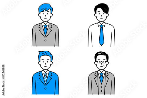 男性のビジネスパーソンのセット（ガッツポーズ）