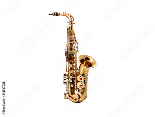 a gold saxophone on a white background photo