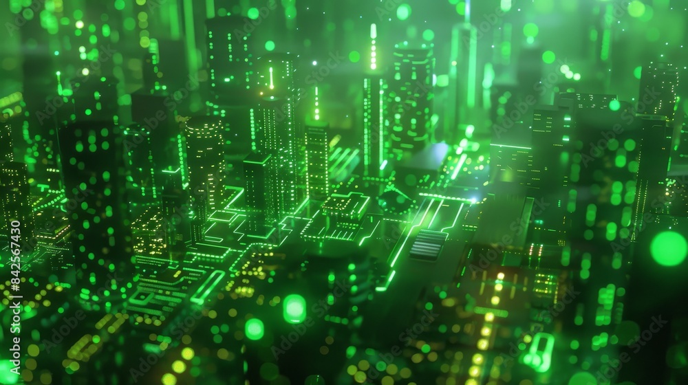 Obraz premium microchip green lights 