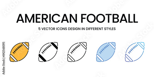 American Football icons vector set stock illustration.