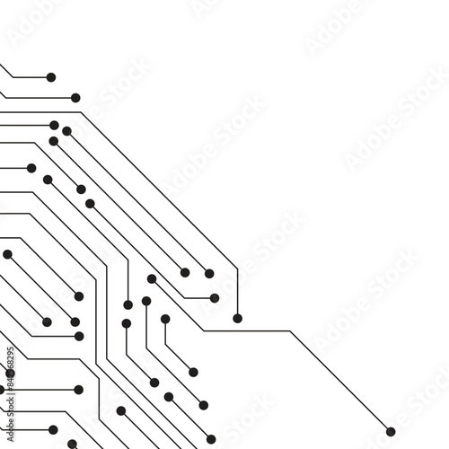 Abstract technology circuit board corner isolated on a white background