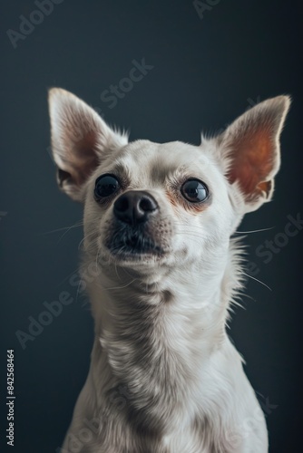 Small White Dog Looking Up