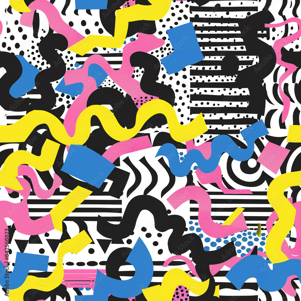 Retro seamless 1980s inspired memphis pattern background Retro seamless 1980s inspired memphis pattern background