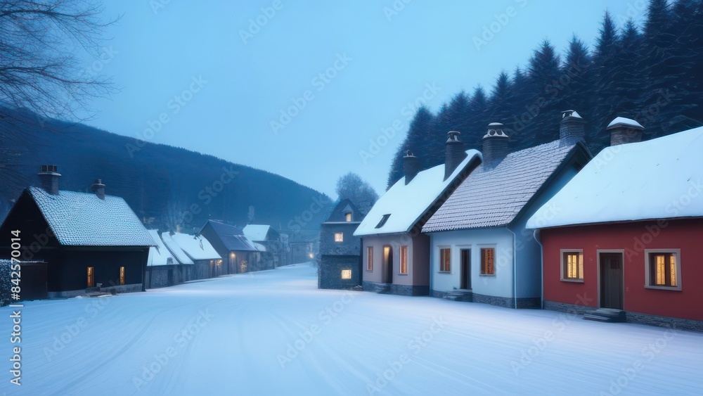 atmospheric village houses in winter atmospheric village houses in winter
