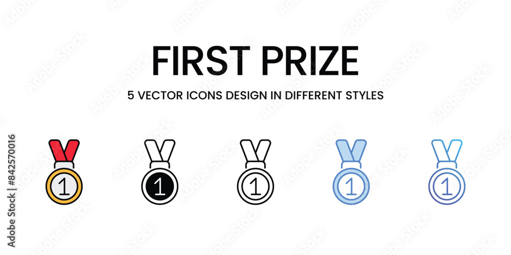 First Prize icons vector set stock illustration. First Prize icons vector set stock illustration.