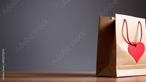 red heart depicted on a paper bag