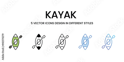 Kayak icons vector set stock illustration.