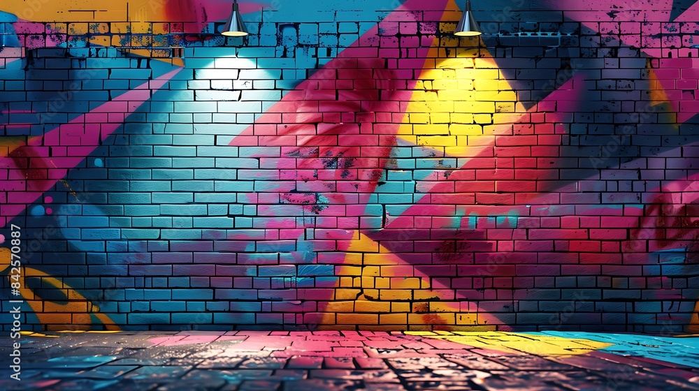 background with colorful graffiti and bold patterns with spotlight background with colorful graffiti and bold patterns with spotlight