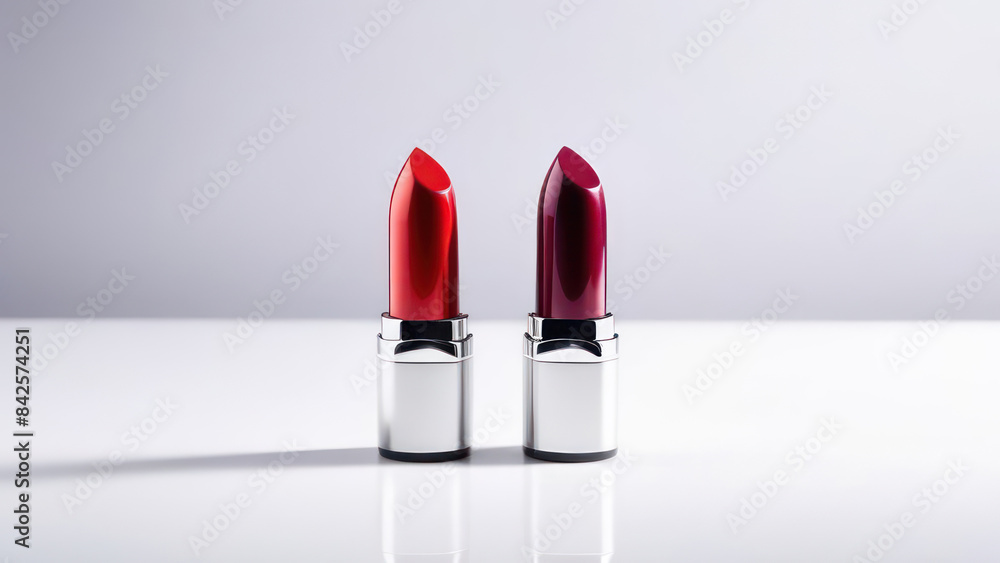 Collection of two colors of lipstick on a white background Collection of two colors of lipstick on a white background